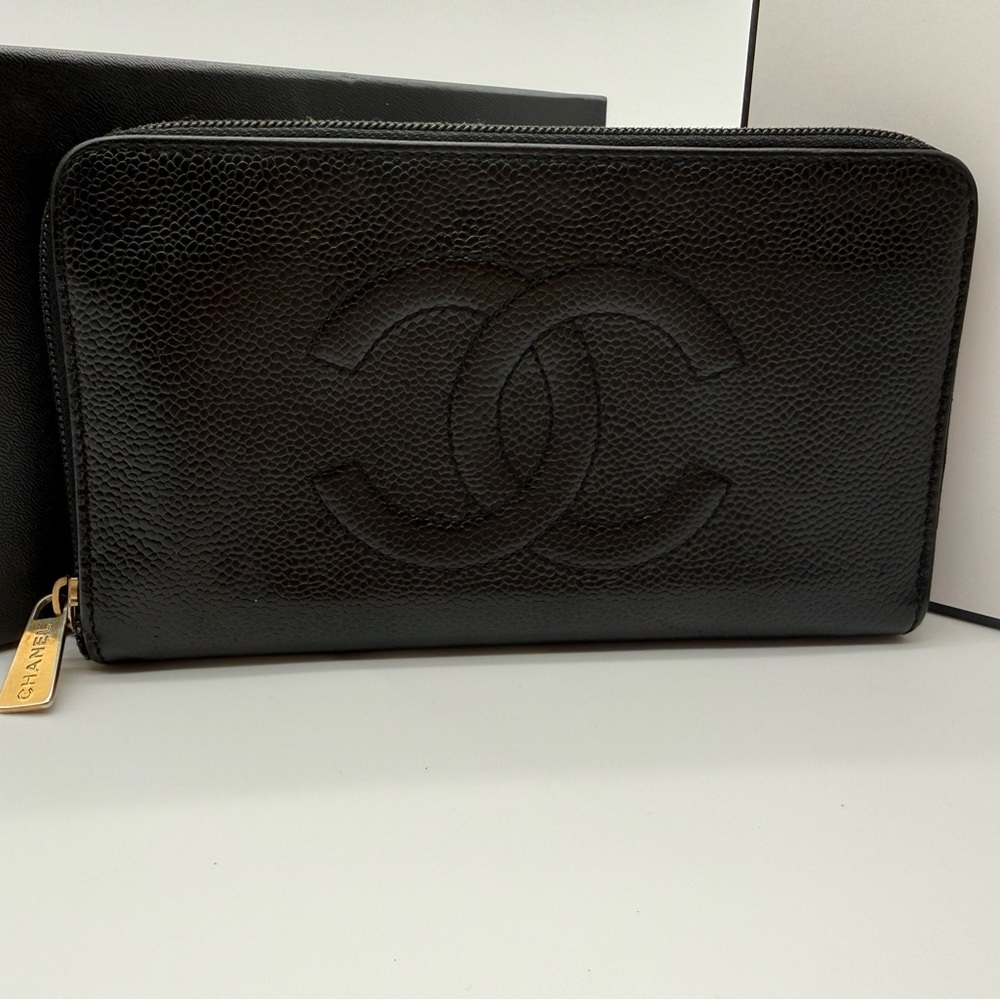 Chanel Caviar Large Timeless CC Zip Around Wallet